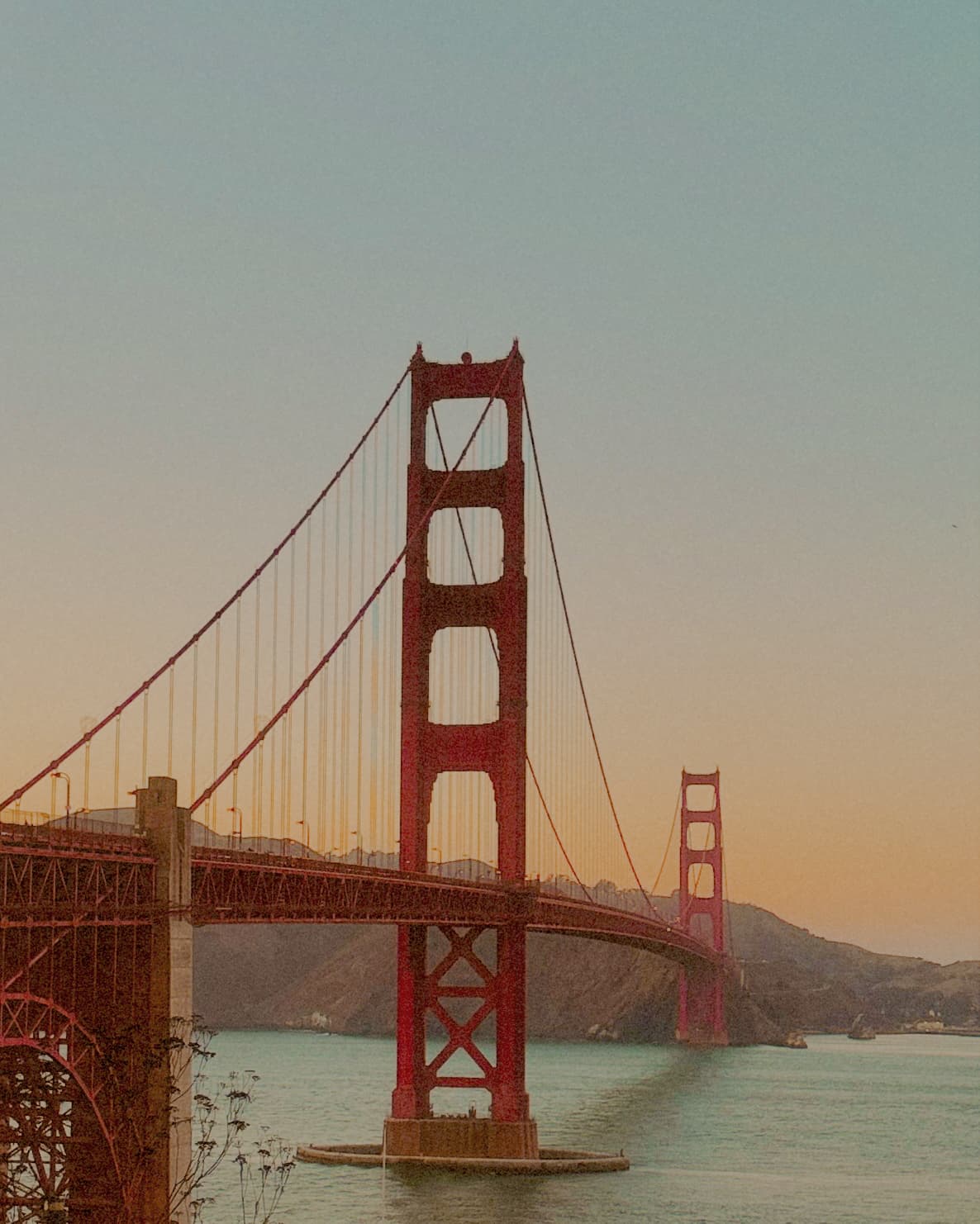 the Golden Gate Bridge at sunset